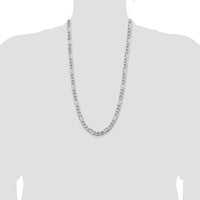 Sterling Silver 28" Rhodium-Plated Figaro Chain - 7.75mm Width by Lumare Gioia