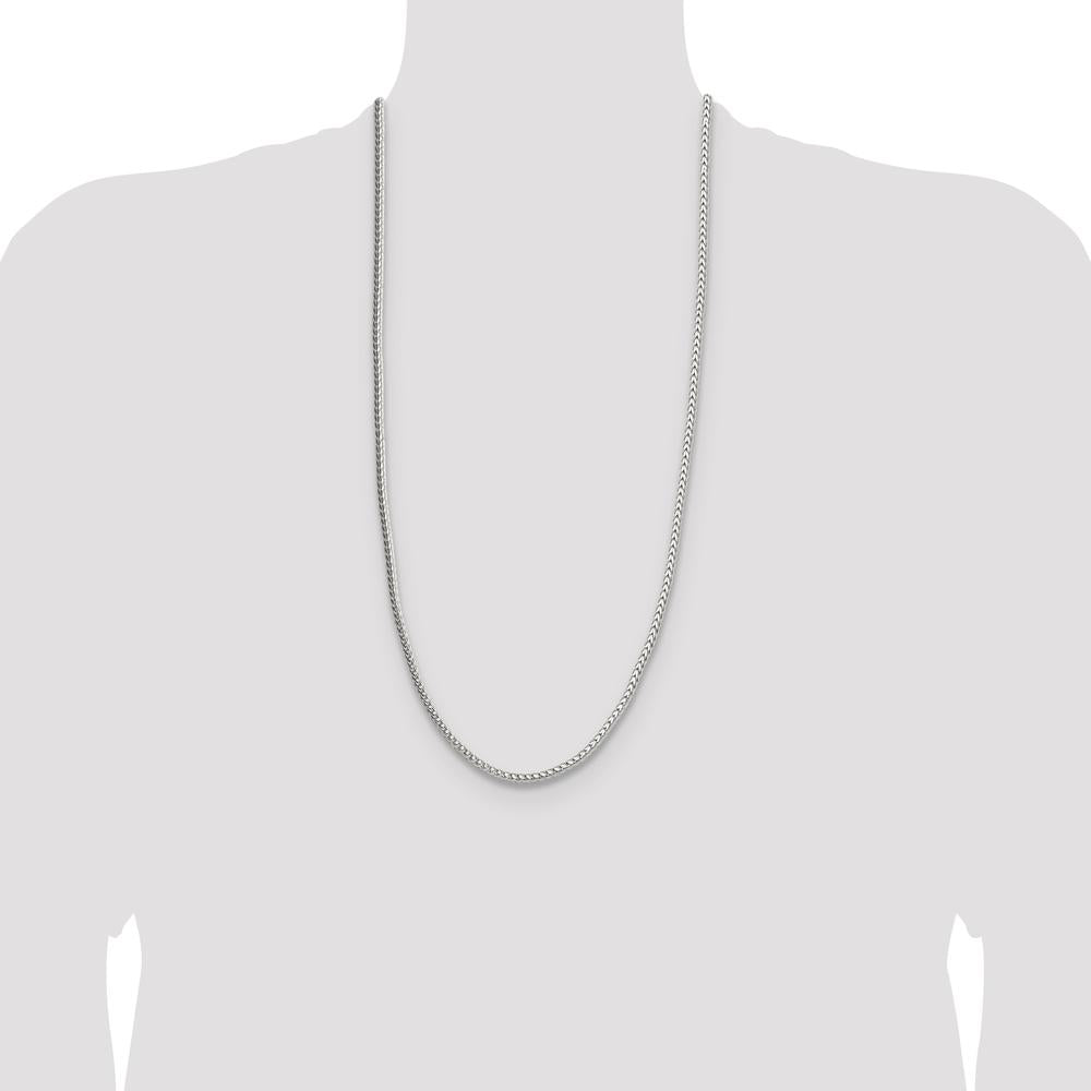 Sterling Silver 3.4mm Diamond-Cut Round Franco Chain Necklace - 30 inches by Lumare Gioia