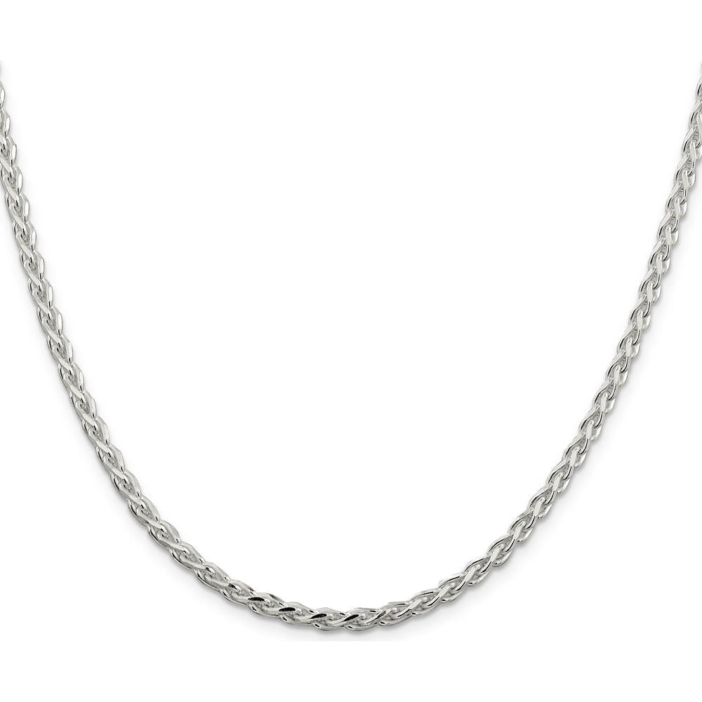 Sterling Silver 3.5mm Diamond-Cut Spiga Chain Necklace - 24 Inches by Lumare Gioia