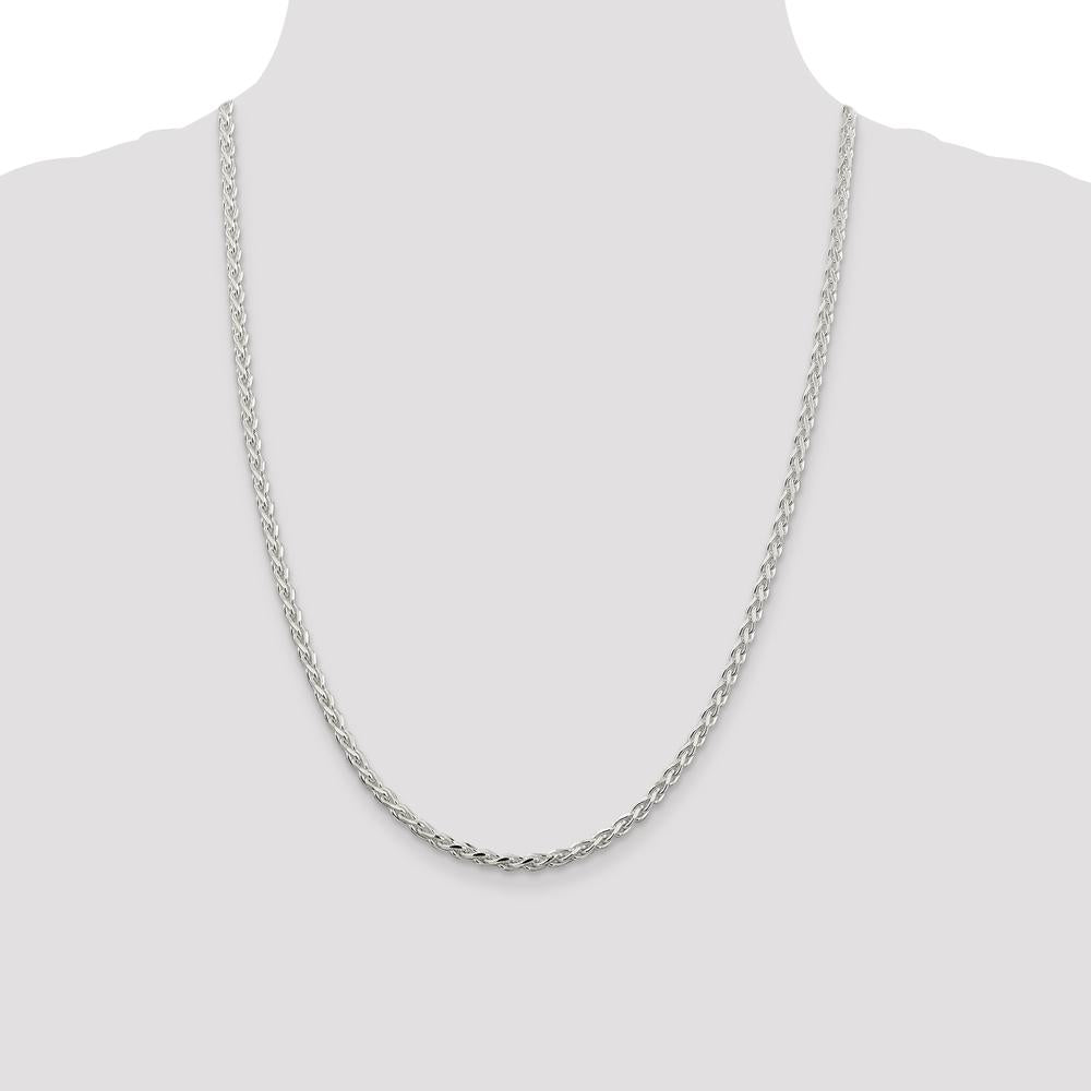 Sterling Silver 3.5mm Diamond-Cut Spiga Chain Necklace - 24 Inches by Lumare Gioia