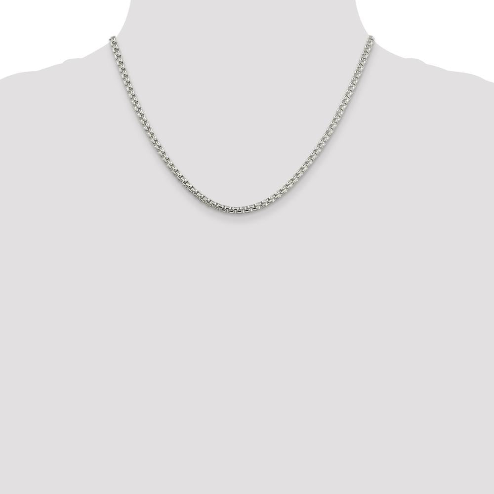 Sterling Silver 3.6mm Round Box Chain Necklace - 18 Inches by Lumare Gioia
