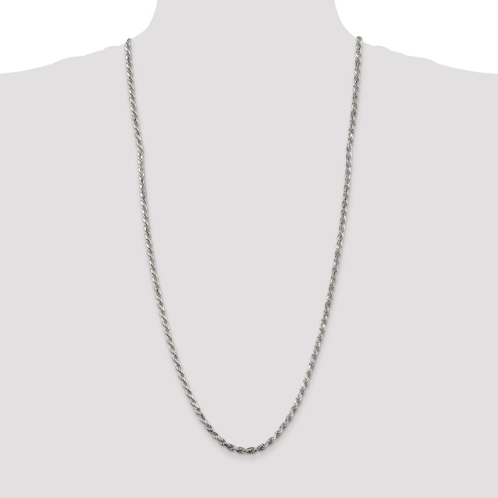 Sterling Silver 3.75mm Diamond-Cut Rope Chain Necklace - 30 Inches Long by Lumare Gioia