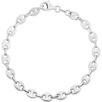 Sterling Silver 3.7mm Puffed Mariner Chain Necklace - 16" with Polished Finish by Orozza Fine Jewelry