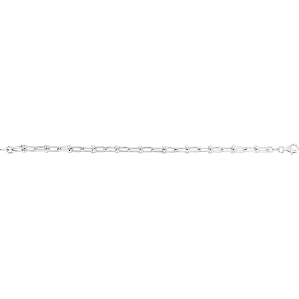 Sterling Silver 3.7mm Puffed Mariner Chain Necklace - 16" with Polished Finish by Orozza Fine Jewelry