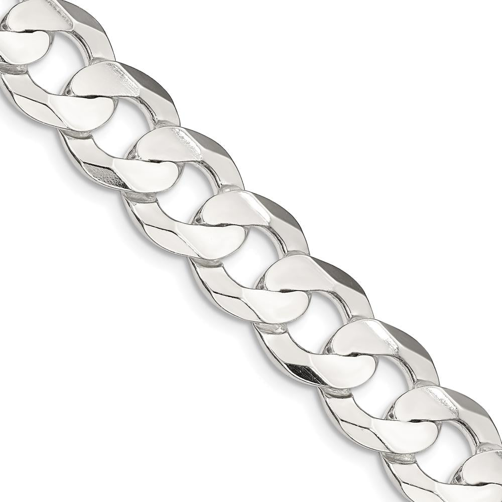 Sterling Silver 30" 11.9mm Concave Beveled Curb Chain Necklace by Lumare Gioia
