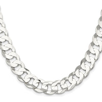 Sterling Silver 30" 11.9mm Concave Beveled Curb Chain Necklace by Lumare Gioia