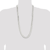 Sterling Silver 30" 11.9mm Concave Beveled Curb Chain Necklace by Lumare Gioia