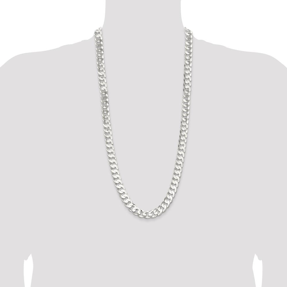 Sterling Silver 30" 11.9mm Concave Beveled Curb Chain Necklace by Lumare Gioia