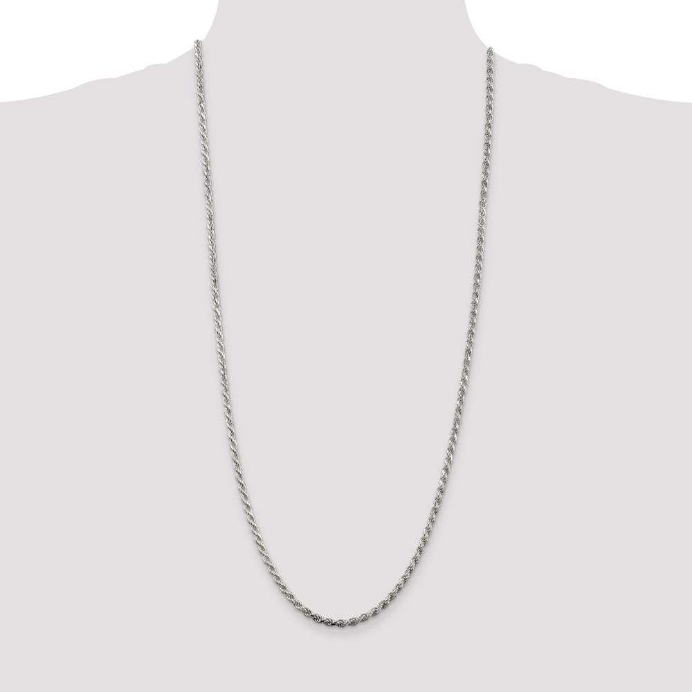 Sterling Silver 30" 3.2mm Diamond-Cut Rope Chain with Lobster Clasp by Lumare Gioia