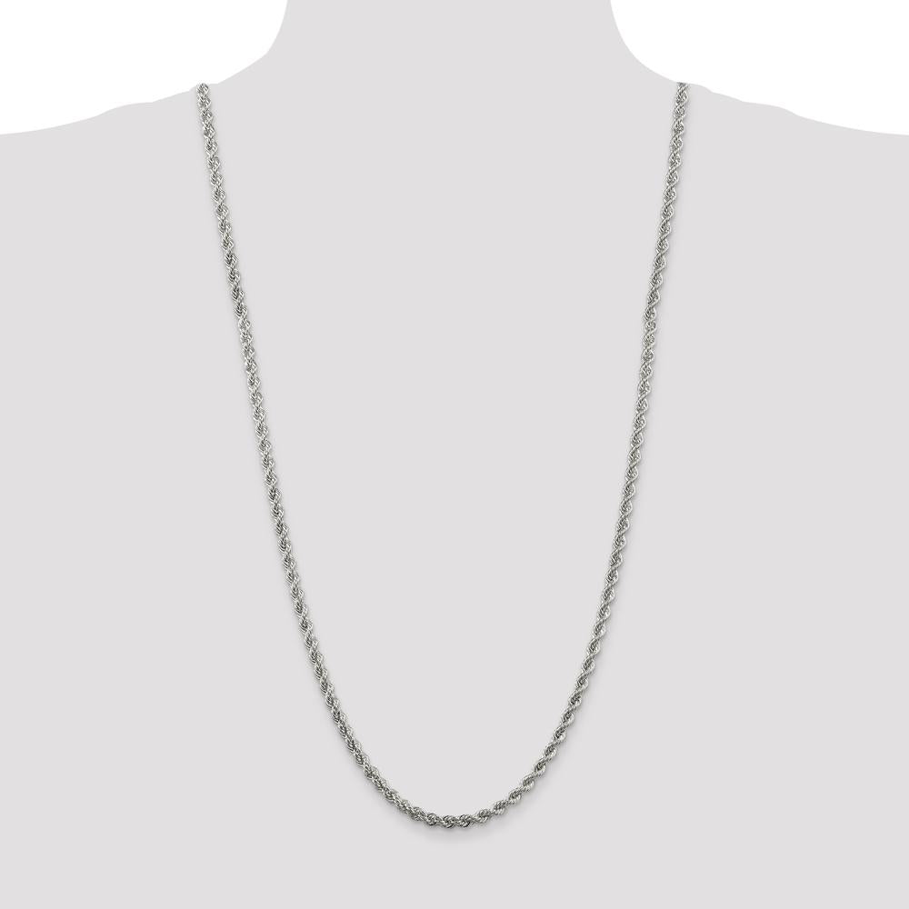 Sterling Silver 30" 4.3mm Solid Rope Chain Necklace - Polished Finish by Lumare Gioia