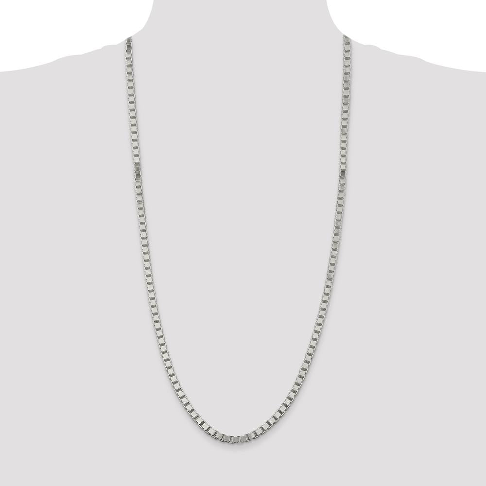 Sterling Silver 30" 4.5mm Box Chain with Polished Finish and Lobster Clasp by Lumare Gioia