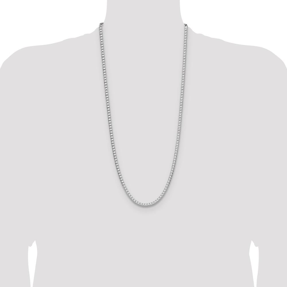 Sterling Silver 30" 4.7mm Diamond-Cut Square Franco Chain with Lobster Clasp by Lumare Gioia