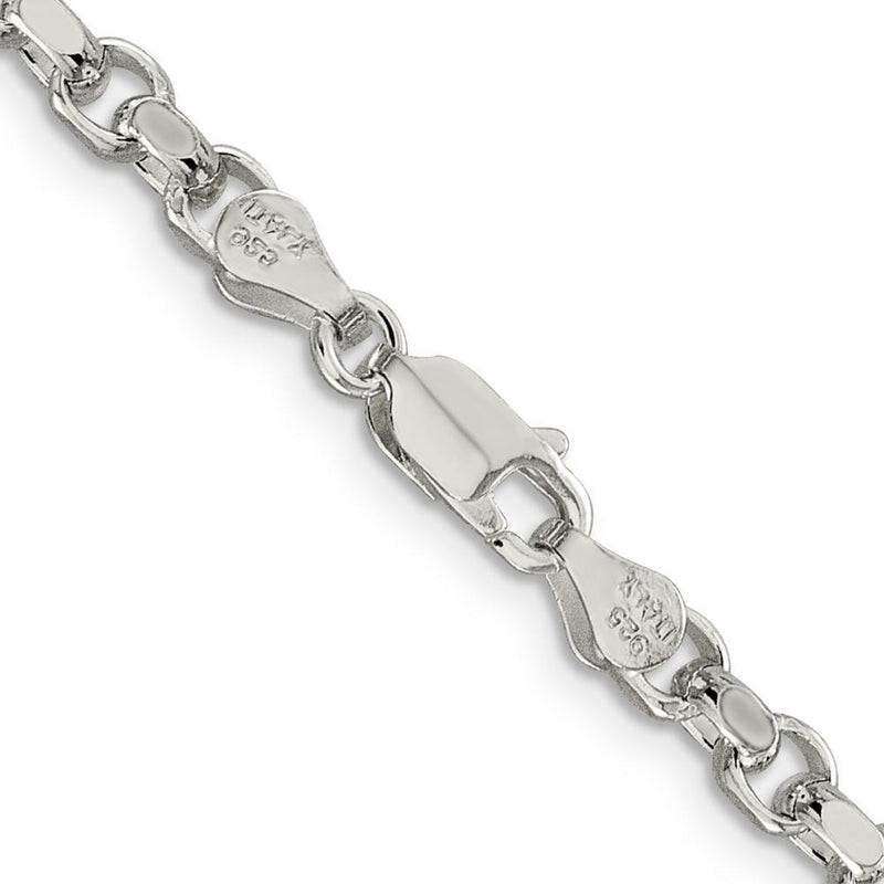 Sterling Silver 30" 4mm Diamond-Cut Rolo Chain Necklace by Lumare Gioia
