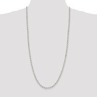 Sterling Silver 30" 4mm Diamond-Cut Rolo Chain Necklace by Lumare Gioia