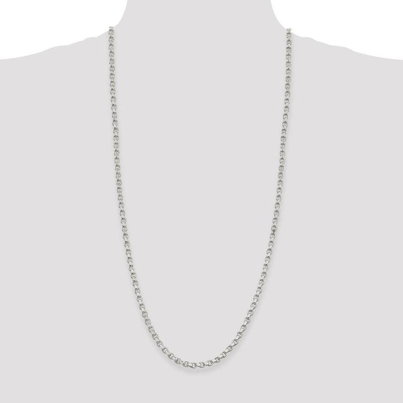 Sterling Silver 30" 4mm Diamond-Cut Rolo Chain Necklace by Lumare Gioia