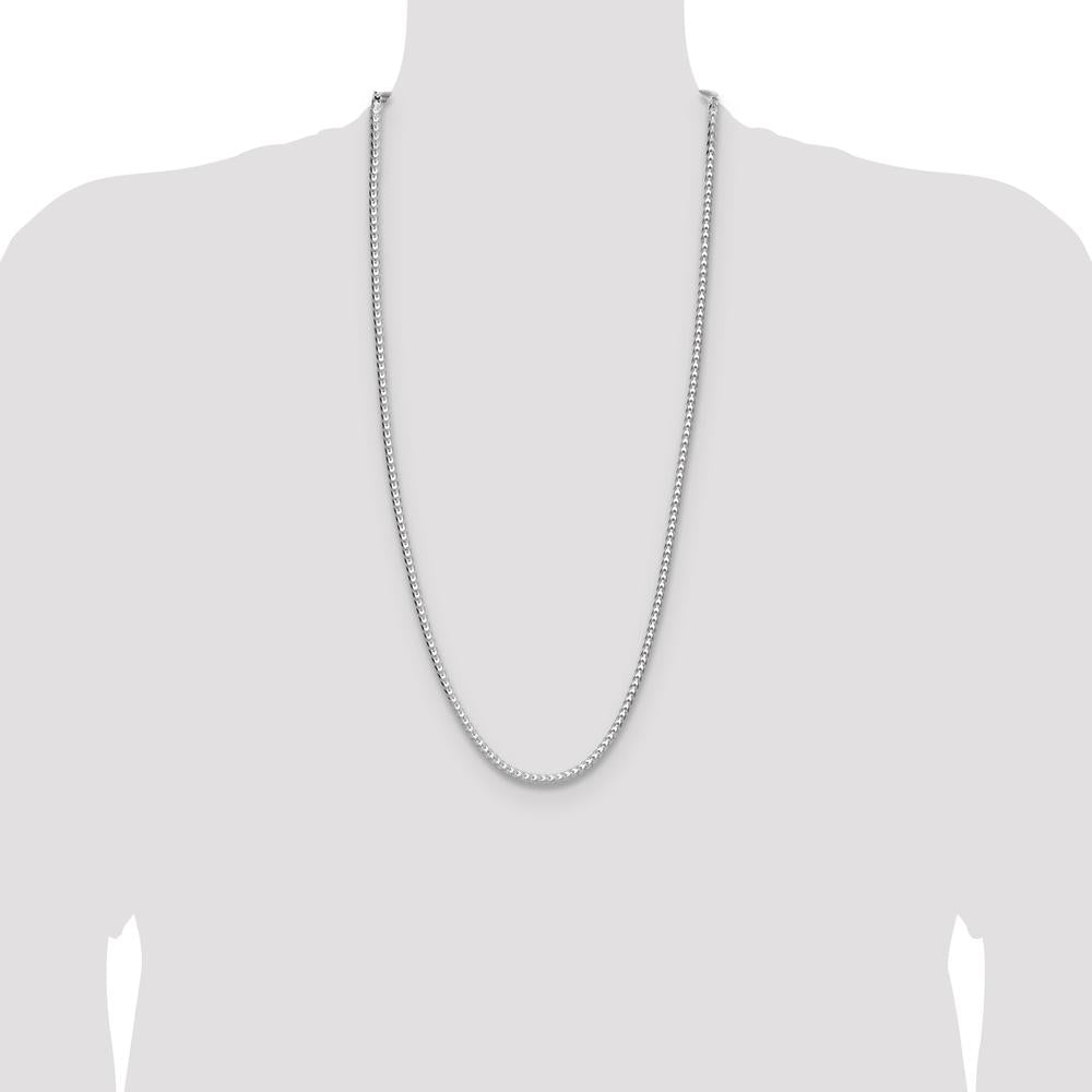 Sterling Silver 30" 4mm Diamond-Cut Square Franco Chain with Lobster Clasp by Lumare Gioia