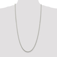 Sterling Silver 30" 4mm Polished Round Spiga Wheat Chain Necklace with Lobster Clasp by Lumare Gioia
