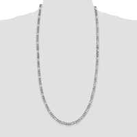 Sterling Silver 30" 5.5mm Figaro Chain Necklace with Polished Finish and Lobster Clasp by Lumare Gioia