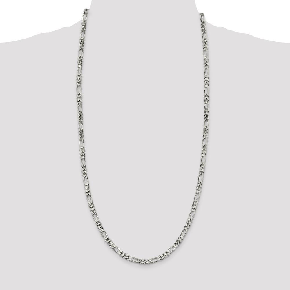 Sterling Silver 30" 5.5mm Figaro Chain Necklace with Polished Finish and Lobster Clasp by Lumare Gioia