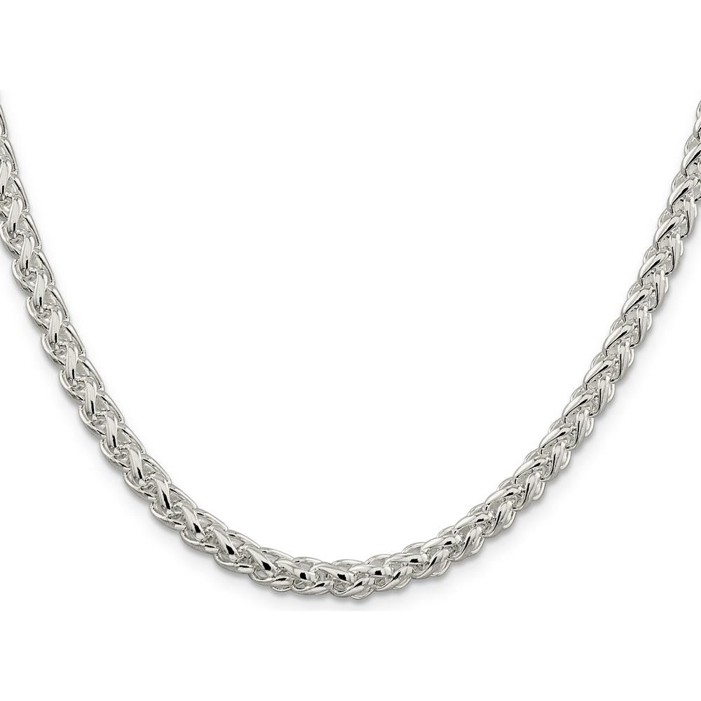 Sterling Silver 30" 5mm Round Spiga Chain with Polished Finish - Women's Fine Jewelry by Lumare Gioia