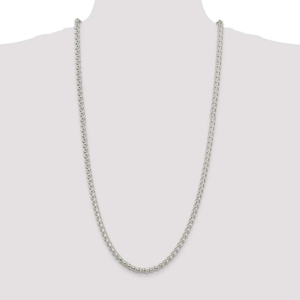 Sterling Silver 30" 5mm Round Spiga Chain with Polished Finish - Women's Fine Jewelry by Lumare Gioia