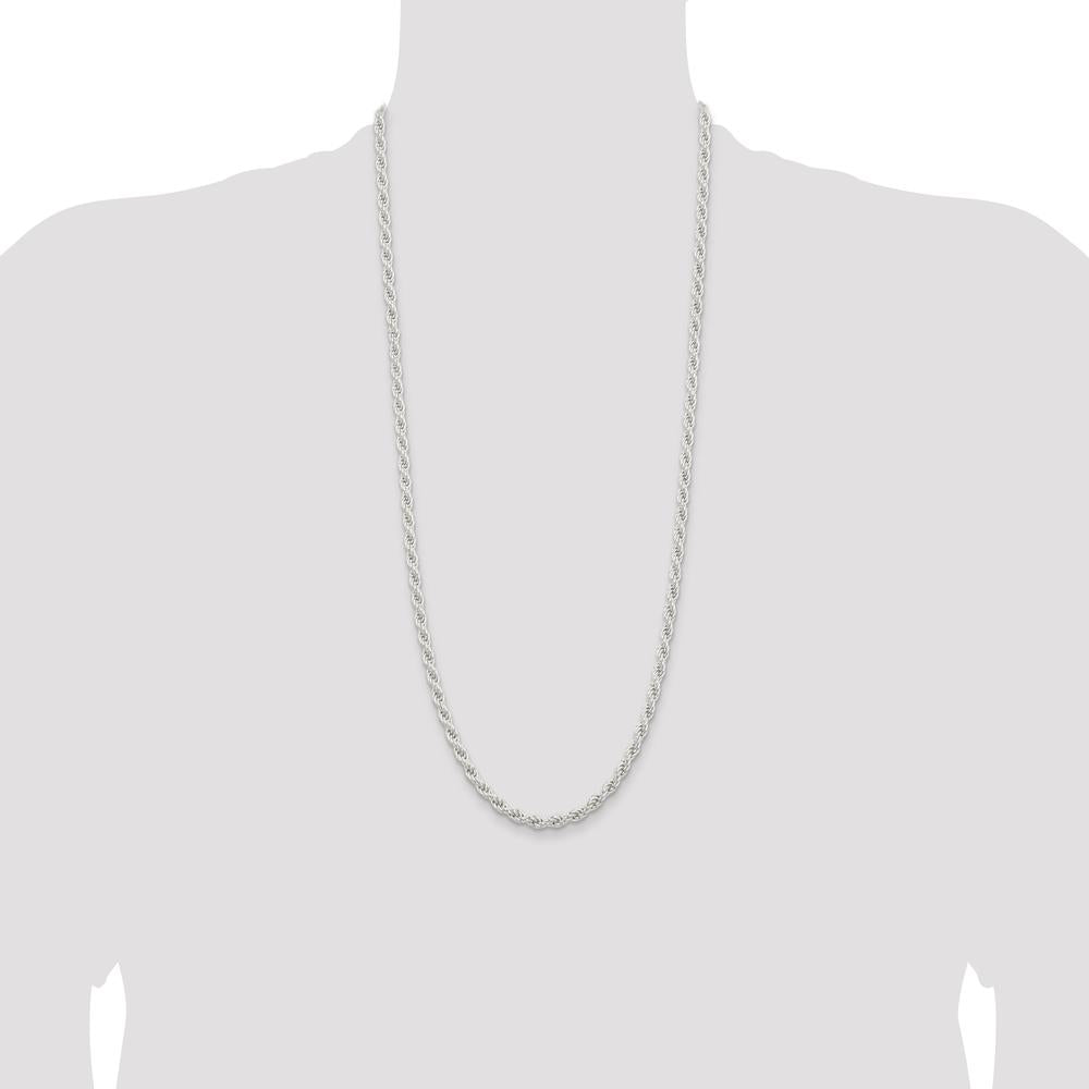 Sterling Silver 30" 5mm Solid Rope Chain with Lobster Clasp by Lumare Gioia