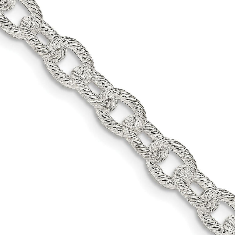 Sterling Silver 30" 6.25mm Fancy Patterned Rolo Chain with Lobster Clasp by Lumare Gioia