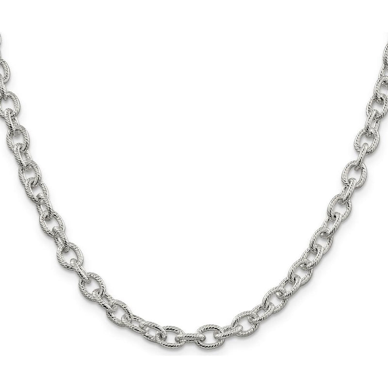 Sterling Silver 30" 6.25mm Fancy Patterned Rolo Chain with Lobster Clasp by Lumare Gioia