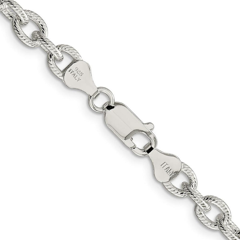 Sterling Silver 30" 6.25mm Fancy Patterned Rolo Chain with Lobster Clasp by Lumare Gioia