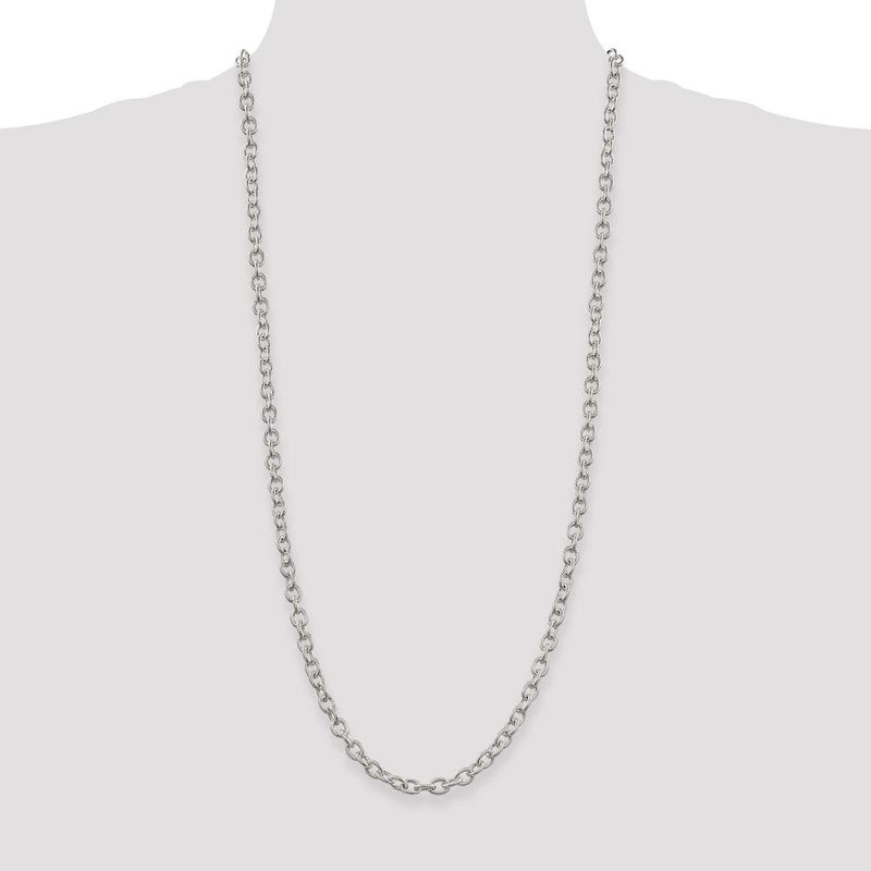 Sterling Silver 30" 6.25mm Fancy Patterned Rolo Chain with Lobster Clasp by Lumare Gioia