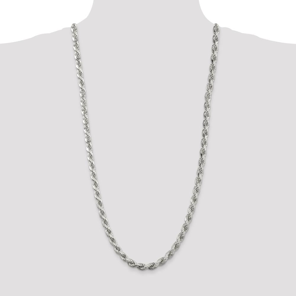 Sterling Silver 30" 6.5mm Diamond-Cut Rope Chain Necklace by Lumare Gioia