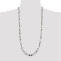 Sterling Silver 30" 7.5mm Figaro Anchor Chain Necklace - Polished Finish by Lumare Gioia