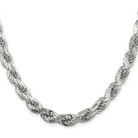 Sterling Silver 30" 7.8mm Diamond-Cut Rope Chain Necklace - Solid, Polished Finish with Lobster Clasp by Lumare Gioia