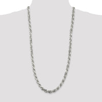 Sterling Silver 30" 7.8mm Diamond-Cut Rope Chain Necklace - Solid, Polished Finish with Lobster Clasp by Lumare Gioia