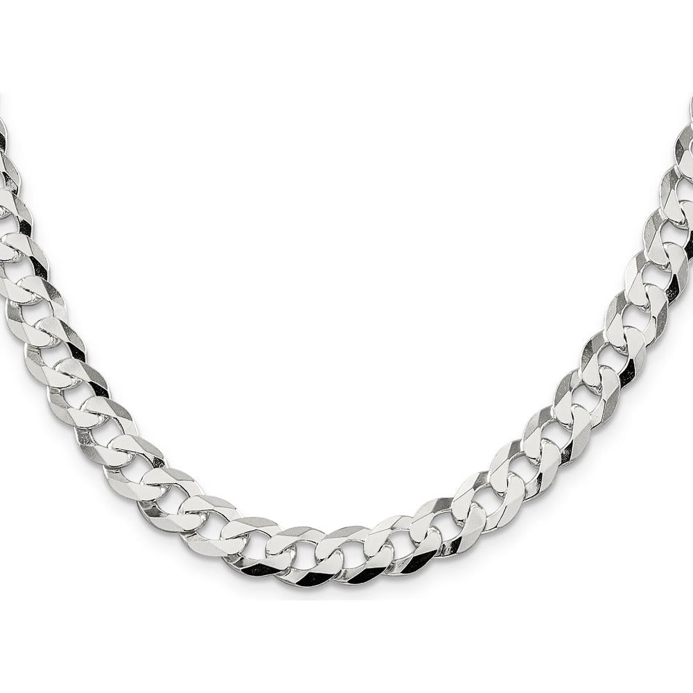 Sterling Silver 30" 8.5mm Flat Curb Chain Necklace with Polished Finish - Unisex Design by Lumare Gioia