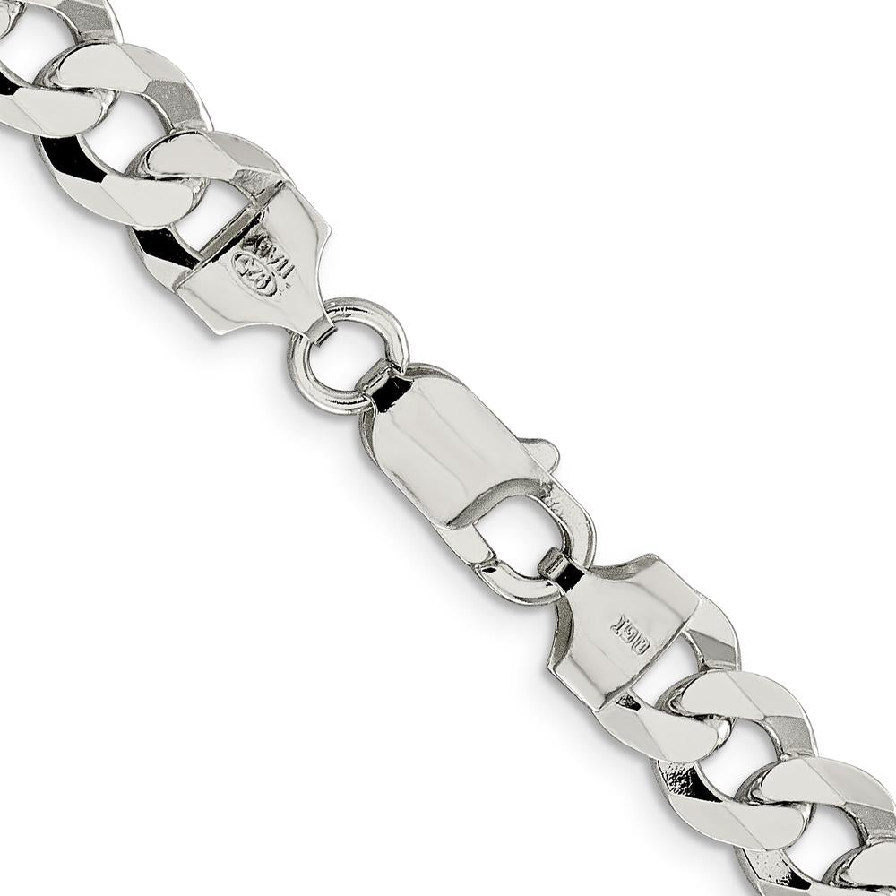Sterling Silver 30" 8.5mm Flat Curb Chain Necklace with Polished Finish - Unisex Design by Lumare Gioia