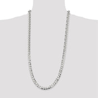 Sterling Silver 30" 8.5mm Flat Curb Chain Necklace with Polished Finish - Unisex Design by Lumare Gioia