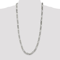 Sterling Silver 30" 8mm Figaro Chain with Lobster Clasp - Polished Finish by Lumare Gioia