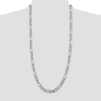 Sterling Silver 30" 8mm Pavé Flat Figaro Chain with Lobster Clasp by Lumare Gioia