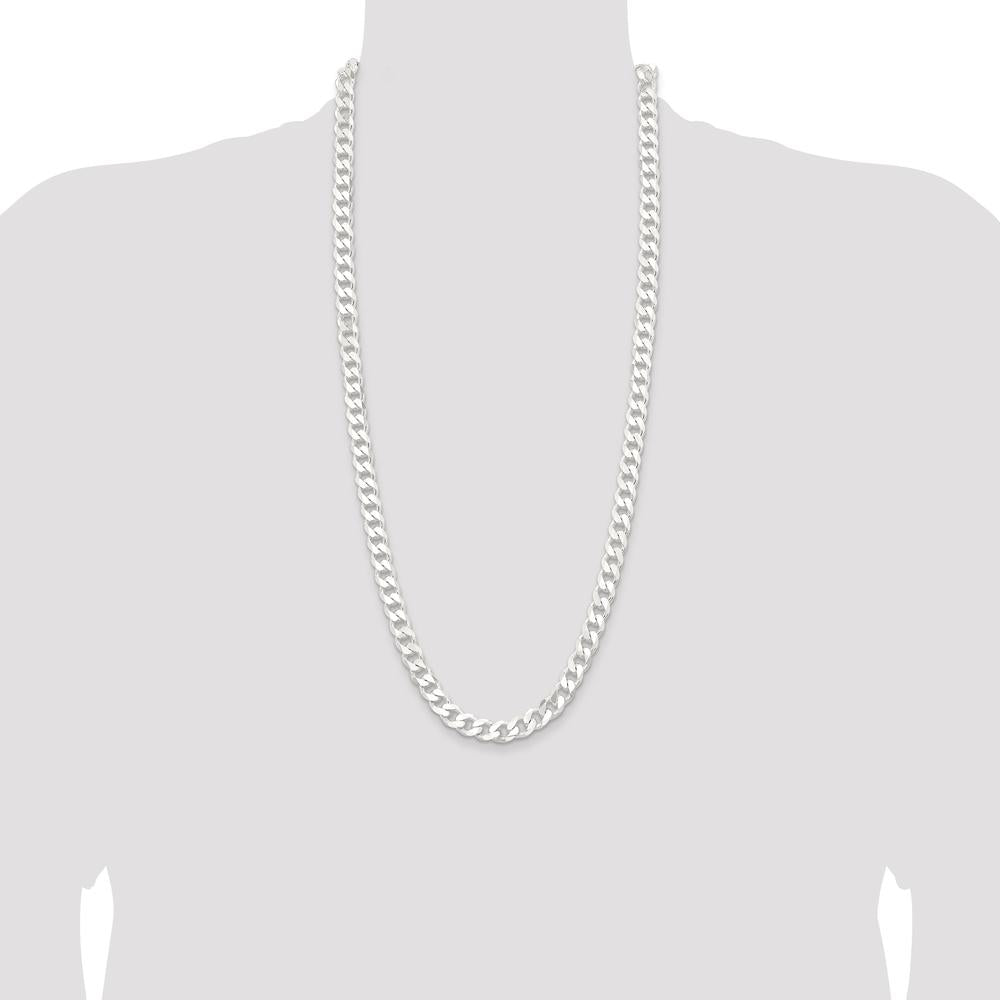 Sterling Silver 30" 9.3mm Polished Curb Chain with Lobster Clasp by Lumare Gioia