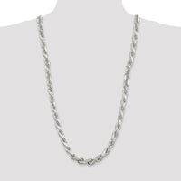 Sterling Silver 30" 9.5mm Diamond-Cut Rope Chain Necklace with Lobster Clasp by Lumare Gioia
