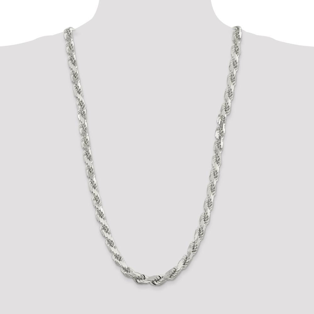 Sterling Silver 30" 9.5mm Diamond-Cut Rope Chain Necklace with Lobster Clasp by Lumare Gioia