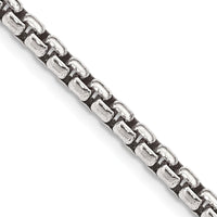 Sterling Silver 30" Antiqued 3.6mm Round Box Chain Necklace by Lumare Gioia