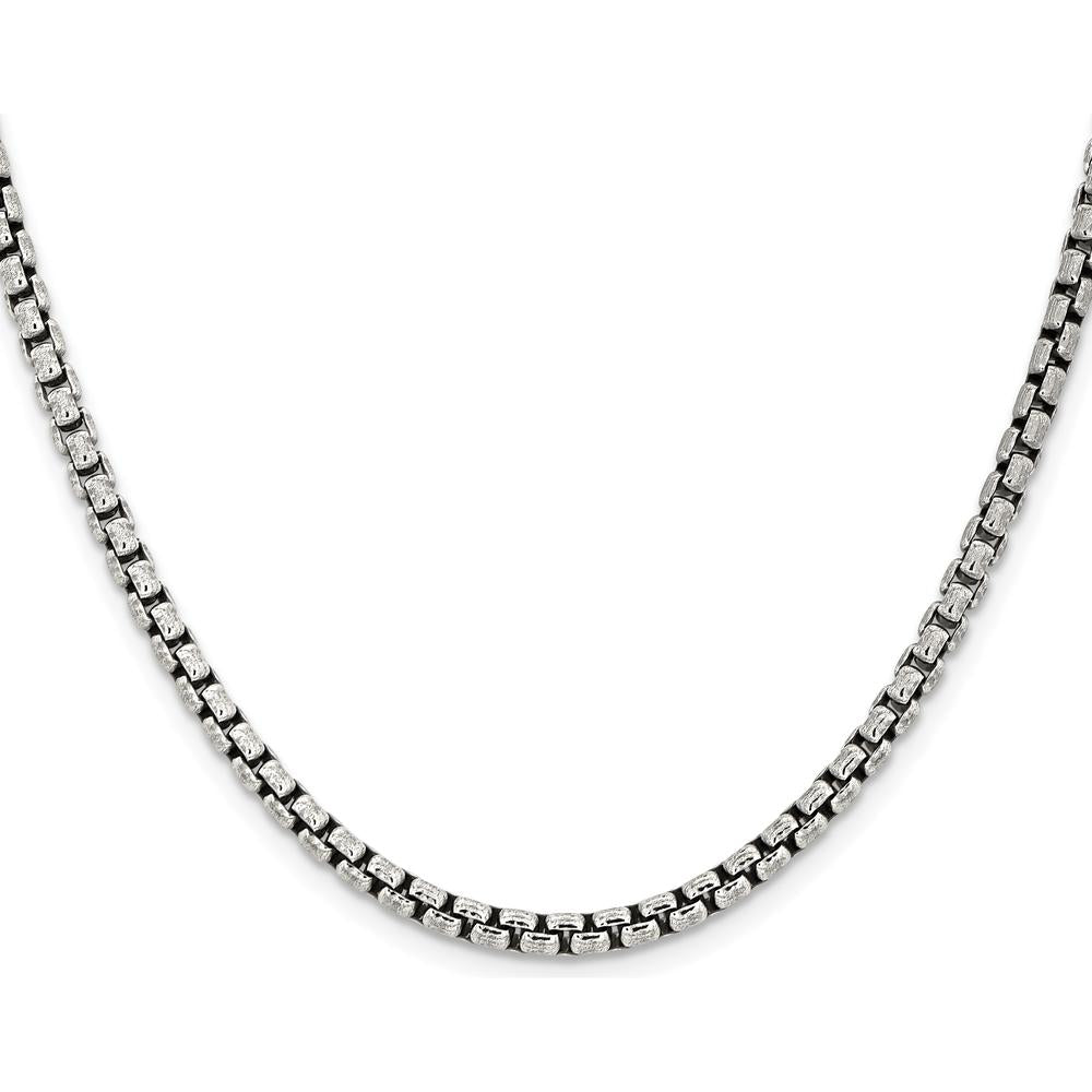 Sterling Silver 30" Antiqued 3.6mm Round Box Chain Necklace by Lumare Gioia