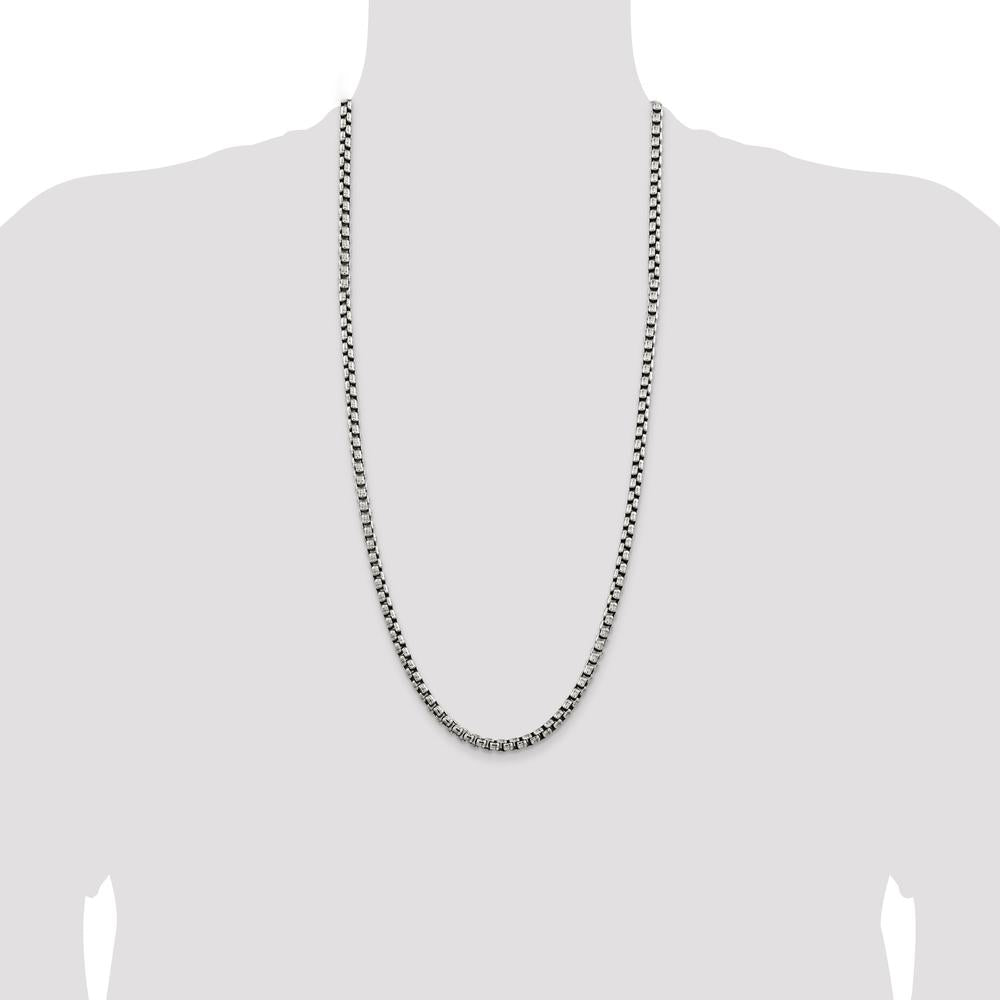 Sterling Silver 30" Antiqued 5.2mm Box Chain Necklace by Lumare Gioia