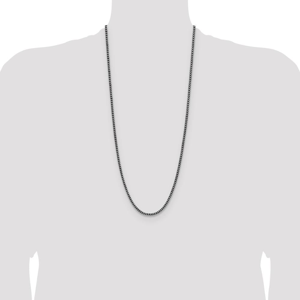 Sterling Silver 30" Antiqued Diamond-Cut Square Franco Chain - 3.1mm Width by Lumare Gioia