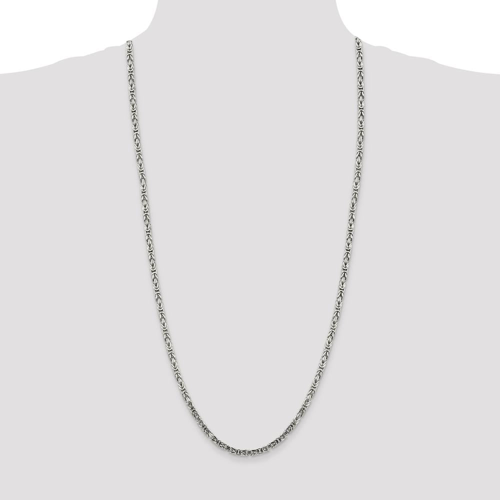 Sterling Silver 30" Byzantine Chain Necklace - 3.25mm Width by Lumare Gioia