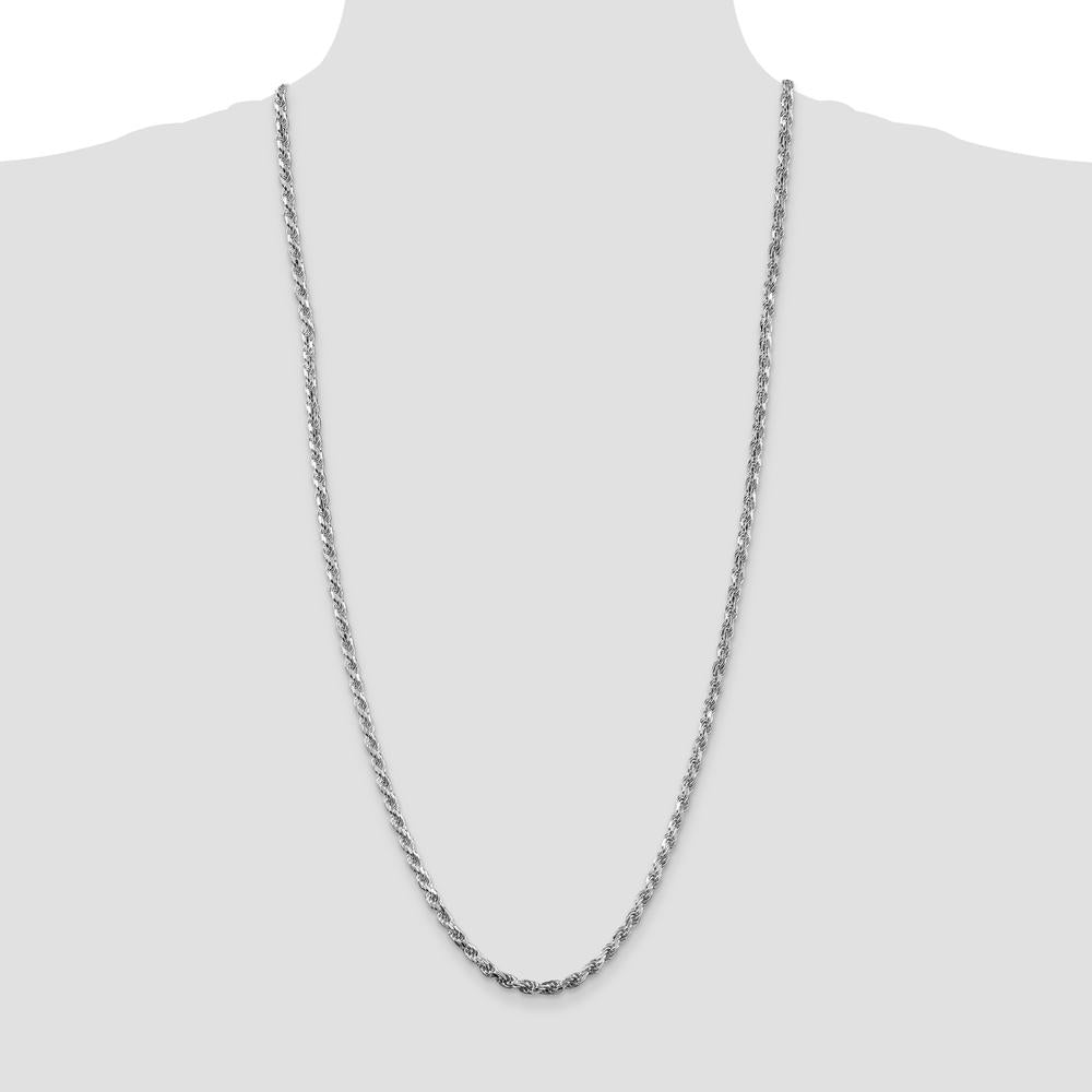 Sterling Silver 30" Diamond-Cut Rope Chain with Rhodium Plating - 3.75mm Width by Lumare Gioia