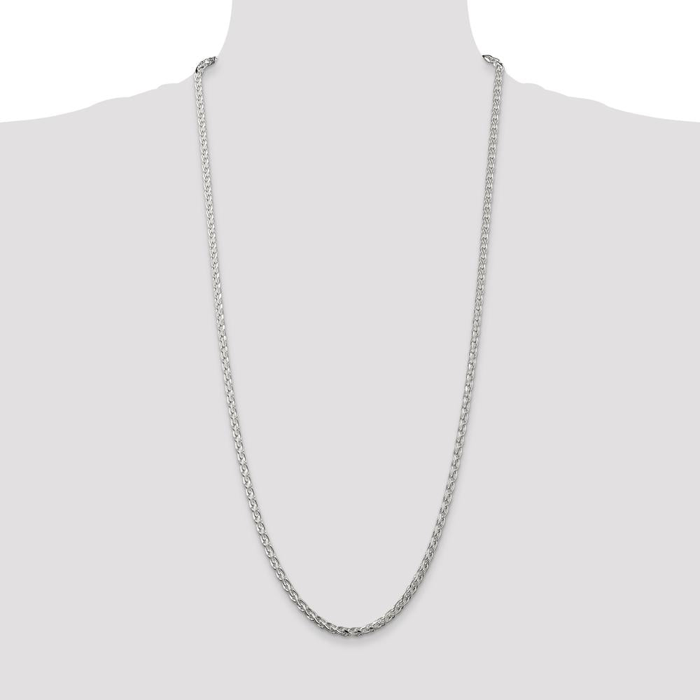 Sterling Silver 30" Diamond-Cut Round Spiga Chain - 3.5mm Width by Lumare Gioia