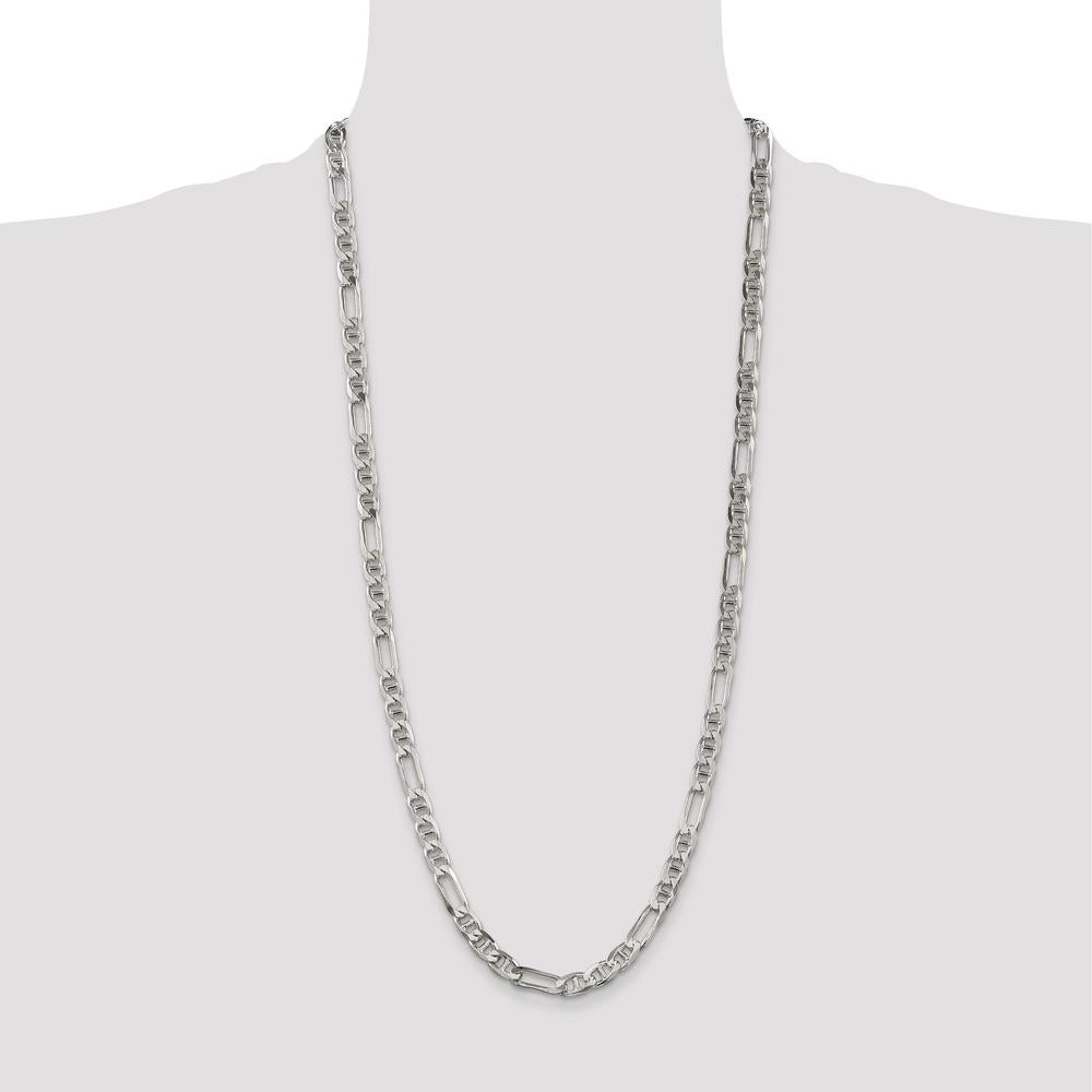 Sterling Silver 30" Figaro Anchor Chain Necklace - 6.5mm Width by Lumare Gioia